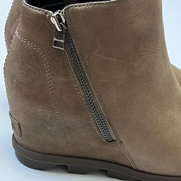Sorel Joan Of Arctic Wedge II Zip Booties In Ash Brown Womens Size 9.5