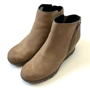 Sorel Joan Of Arctic Wedge II Zip Booties In Ash Brown Womens Size 9.5
