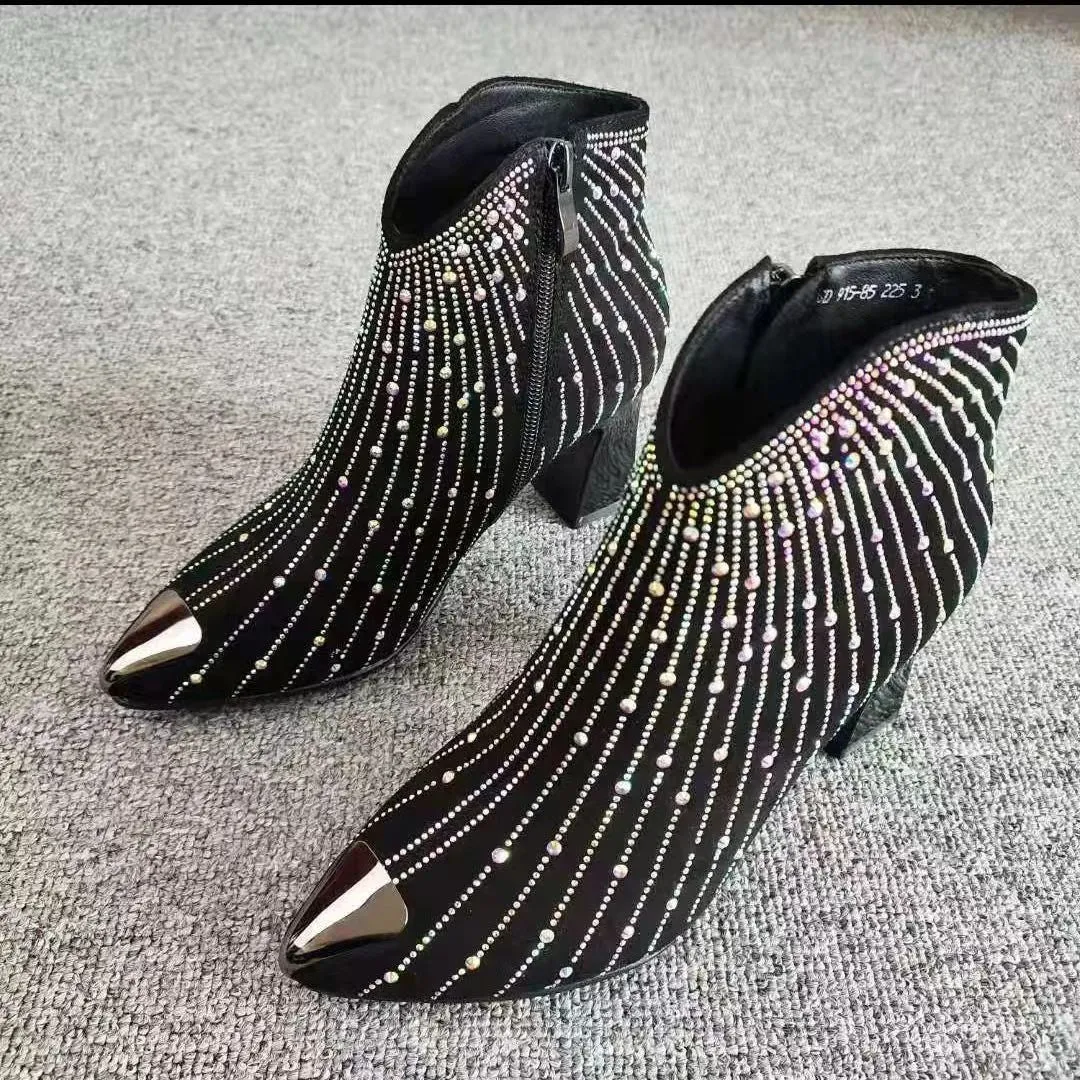 Starry Rhinestone Booties