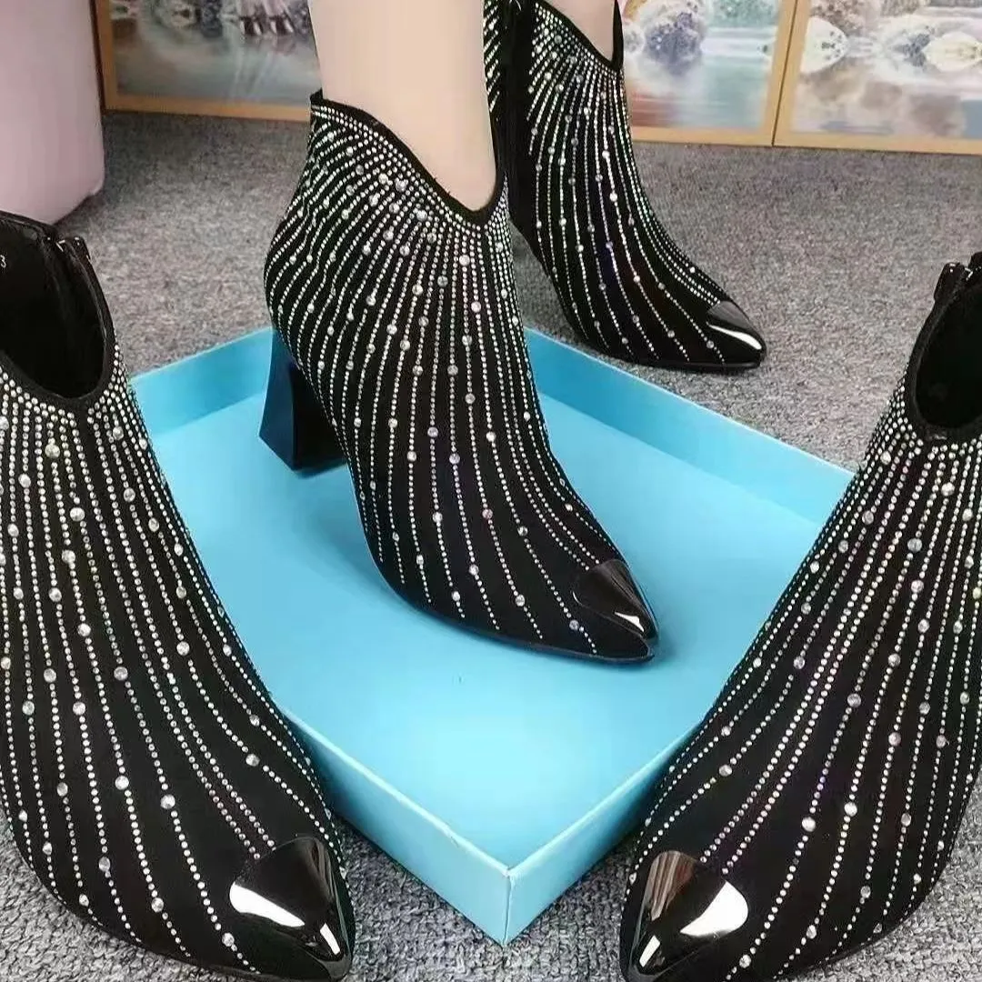 Starry Rhinestone Booties