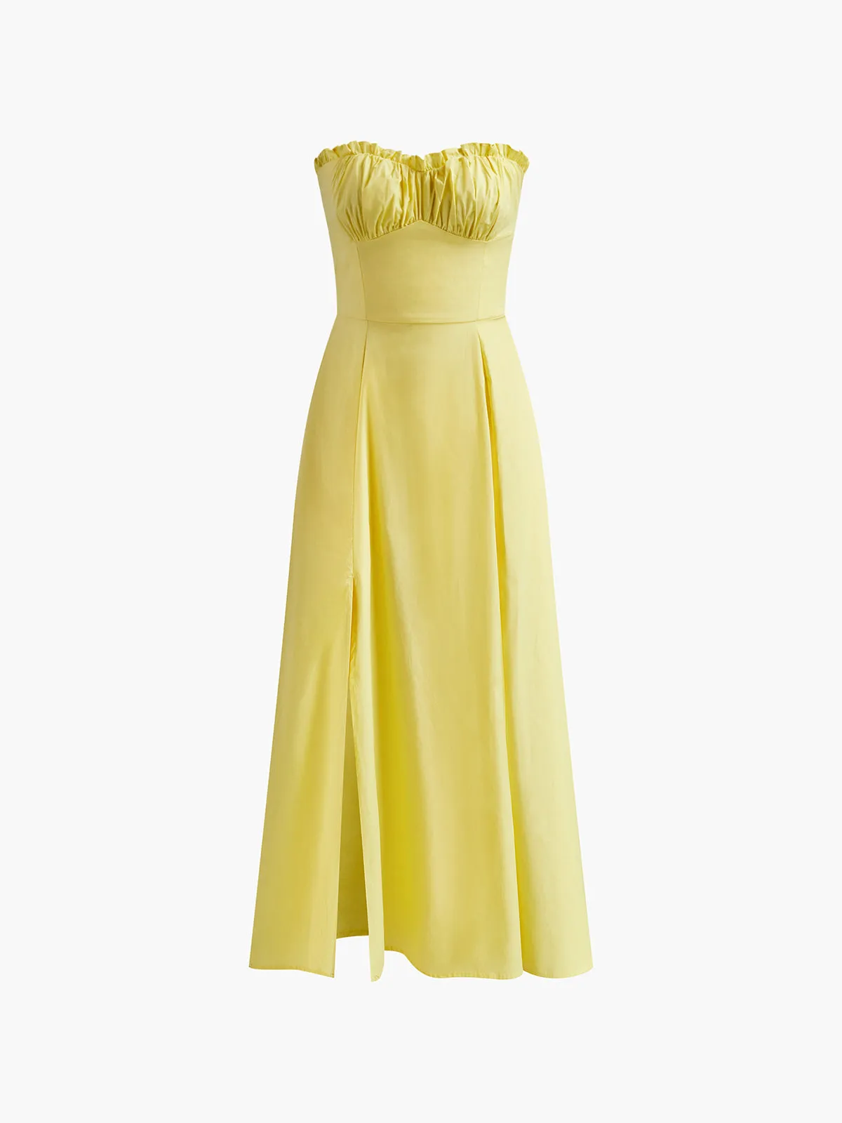 Strapless A-Line Dress with Ruffled Neckline