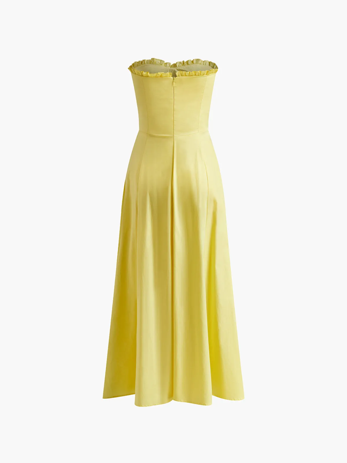 Strapless A-Line Dress with Ruffled Neckline