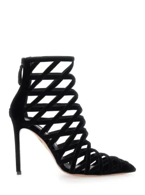 Strappy Velvet Bootie With Stiletto Heel