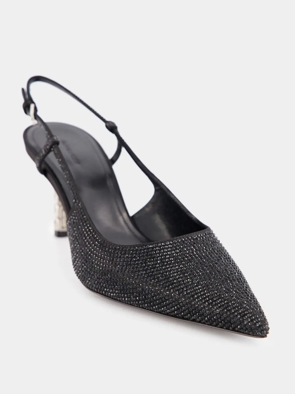 Strass G Cube-Heel Slingback 70mm Pumps