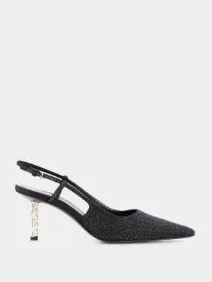 Strass G Cube-Heel Slingback 70mm Pumps