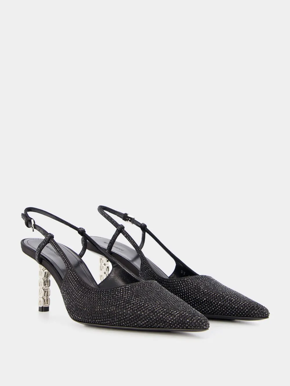 Strass G Cube-Heel Slingback 70mm Pumps