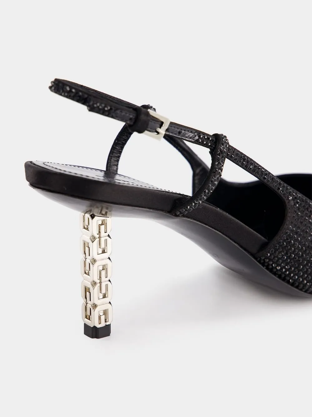 Strass G Cube-Heel Slingback 70mm Pumps