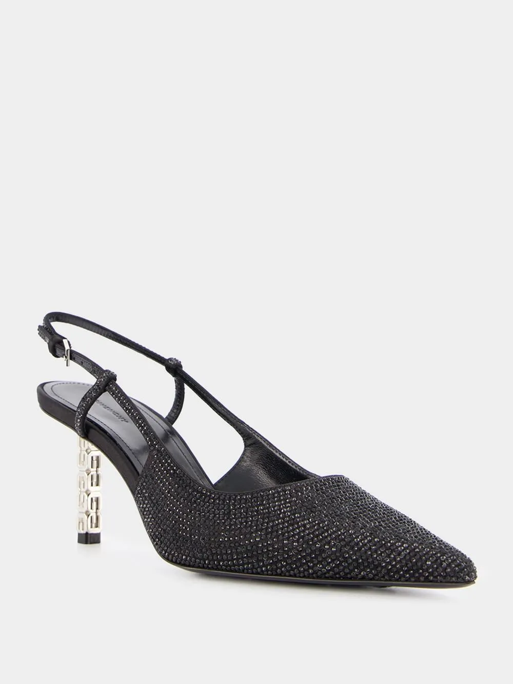 Strass G Cube-Heel Slingback 70mm Pumps
