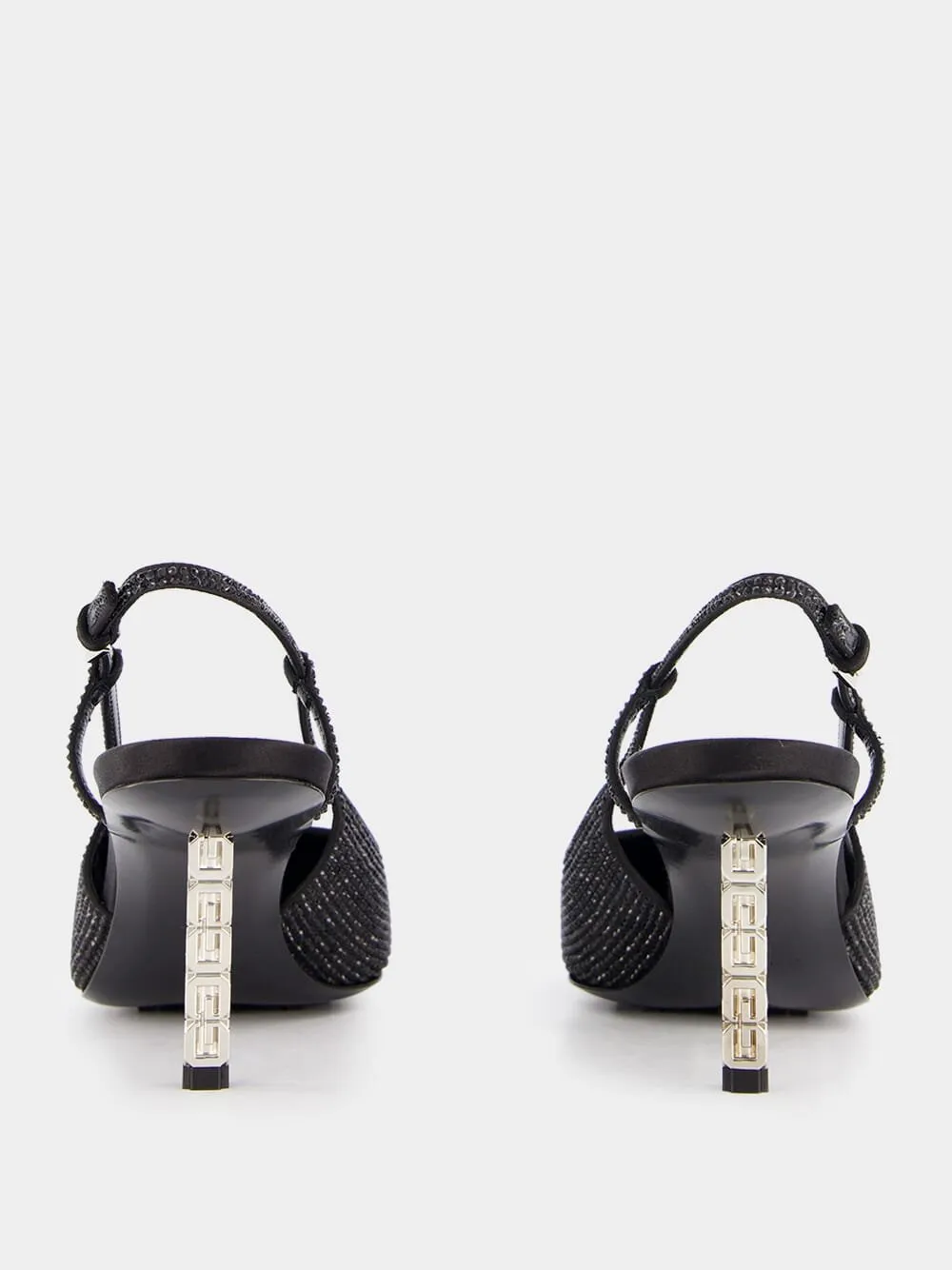 Strass G Cube-Heel Slingback 70mm Pumps