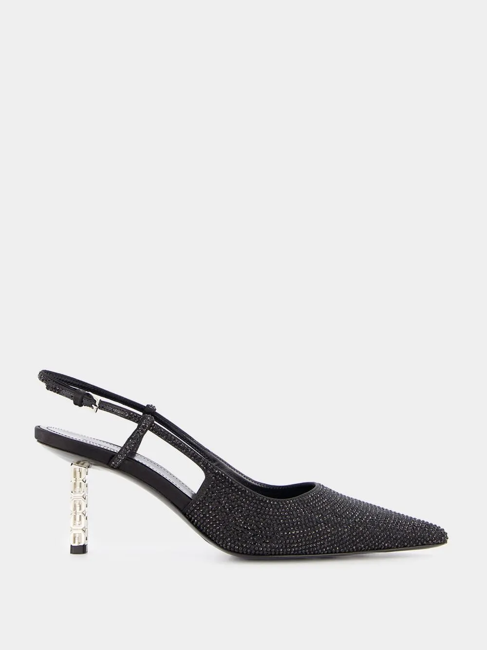 Strass G Cube-Heel Slingback 70mm Pumps