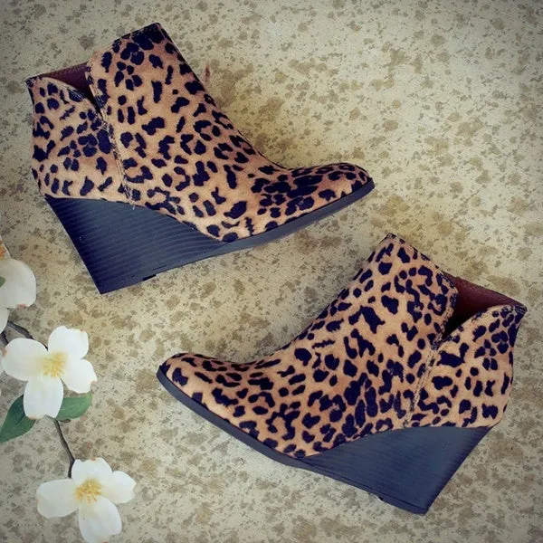 Suede Side Zipper Ankle Boots Bottes Femmes Platform High Wedge Heels Booties Casual Shoes