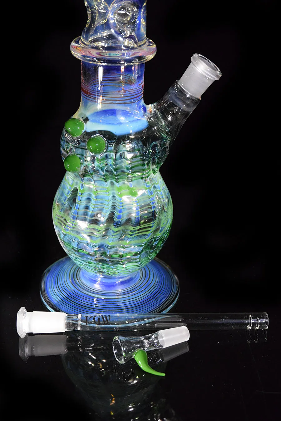 Tall Wrap & Rake Multi-colored Bong by Phil Sundling