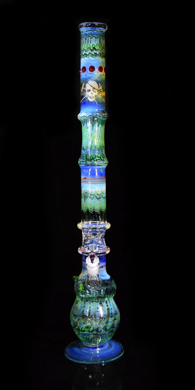 Tall Wrap & Rake Multi-colored Bong by Phil Sundling