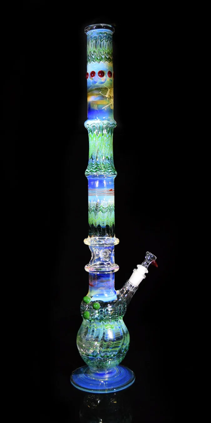 Tall Wrap & Rake Multi-colored Bong by Phil Sundling