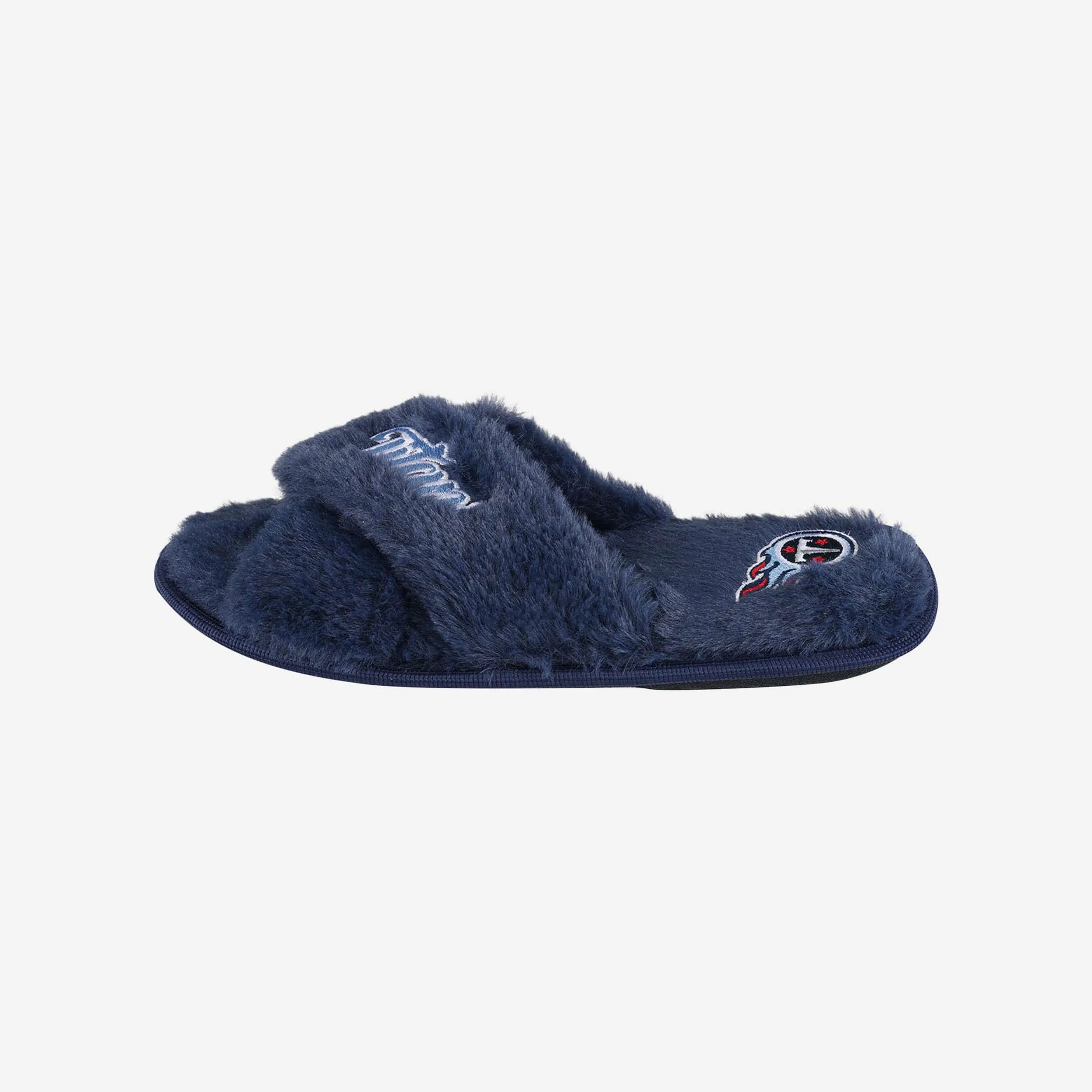 Tennessee Titans Womens Script Wordmark Fur Cross Slide