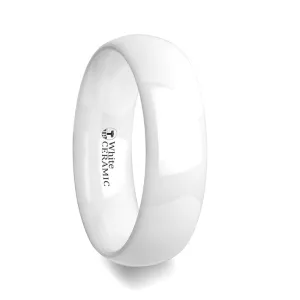 Thorsten Ivory Domed Polish Finished White Ceramic Ring (6-8mm) C1972-DPW