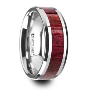 Thorsten Mauve Purpleheart Wood Inlaid Tungsten Carbide Ring w/ Bevels (8mm) W4270-PHWI