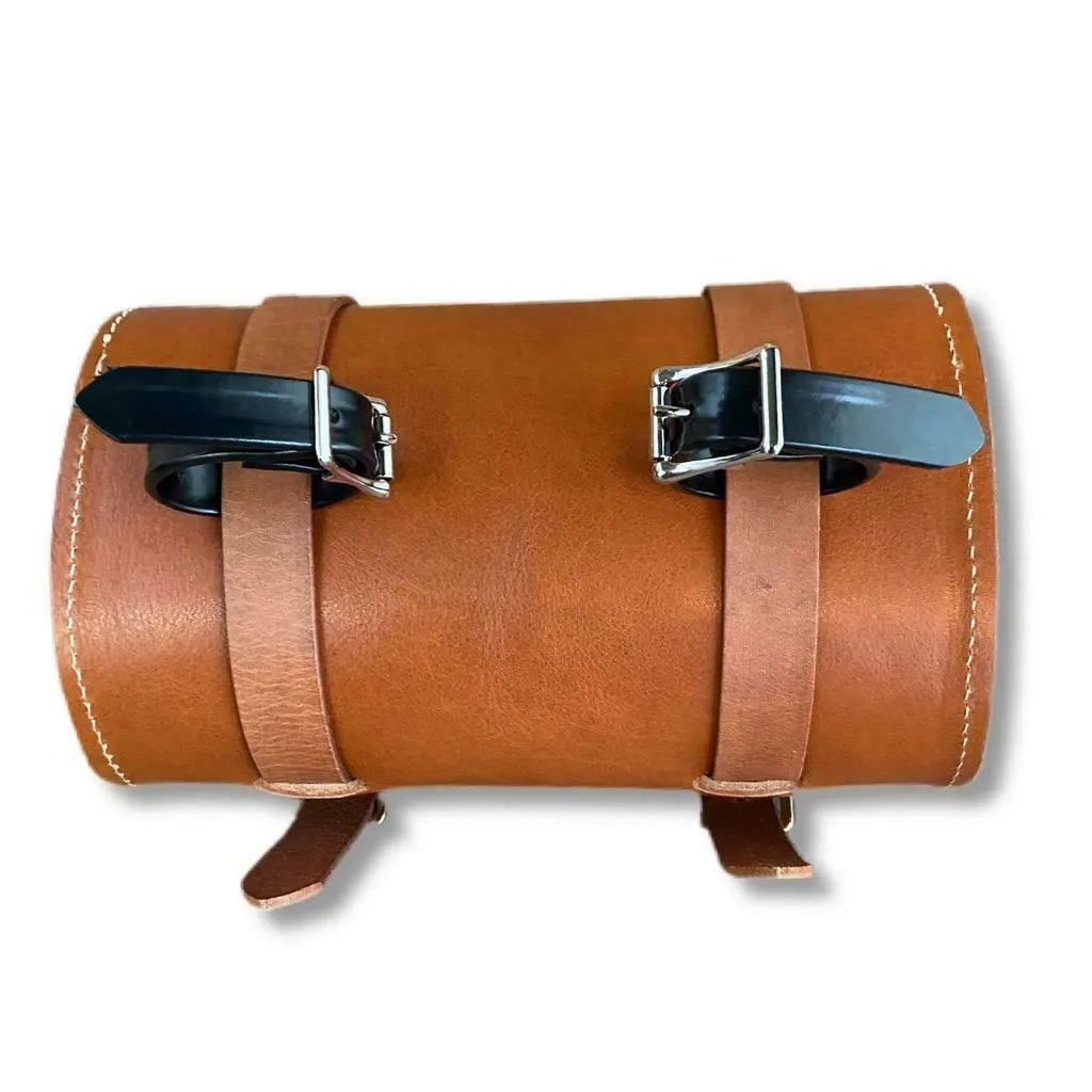Tool Roll Bag Saddle Harley Chopper Bobber Motorcycle Brown Distressed Leather