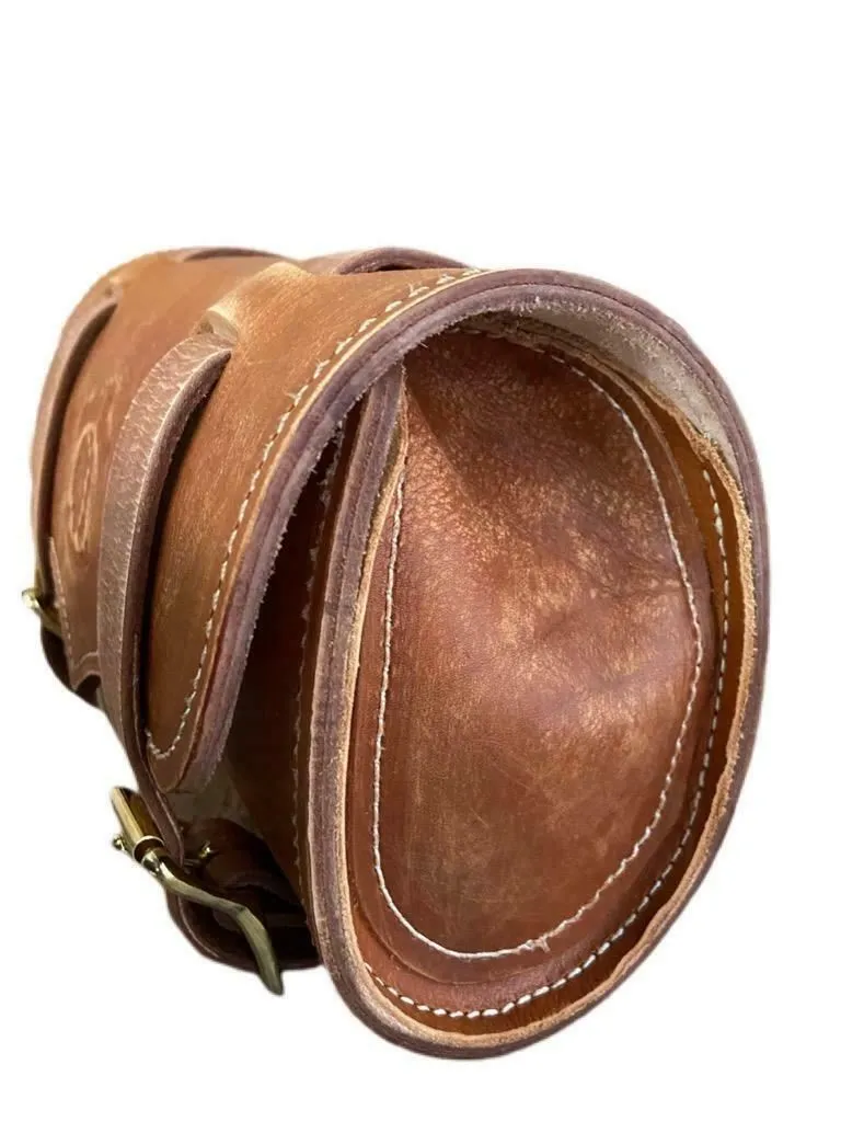 Tool Roll Bag Saddle Harley Chopper Bobber Motorcycle Brown Distressed Leather