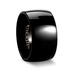 TSAR Men's Extra Wide Domed Black Tungsten Ring Highly Polished - 12mm