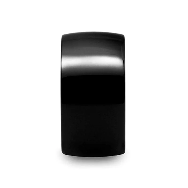 TSAR Men's Extra Wide Domed Black Tungsten Ring Highly Polished - 12mm
