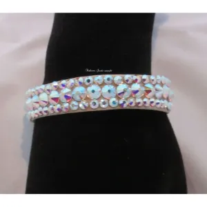Two Crystal Ballroom Bangle Bracelet 1/2" wide