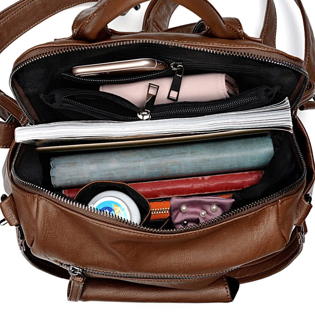 UTO Bolsos de Mujer Bolsos Mochila 3 Maneras PU Cuero Lavado Señoras Mochila Bolso de Hombro