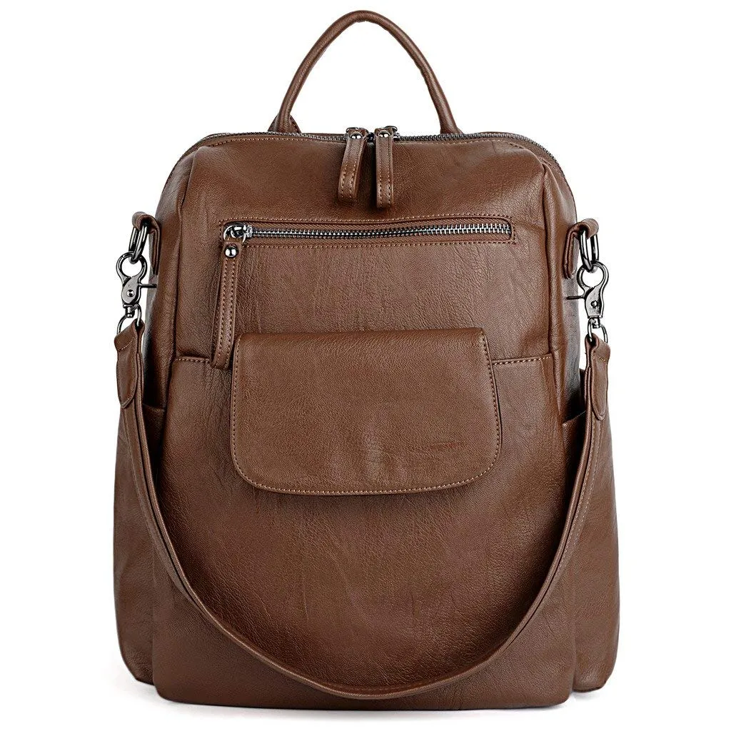 UTO Bolsos de Mujer Bolsos Mochila 3 Maneras PU Cuero Lavado Señoras Mochila Bolso de Hombro