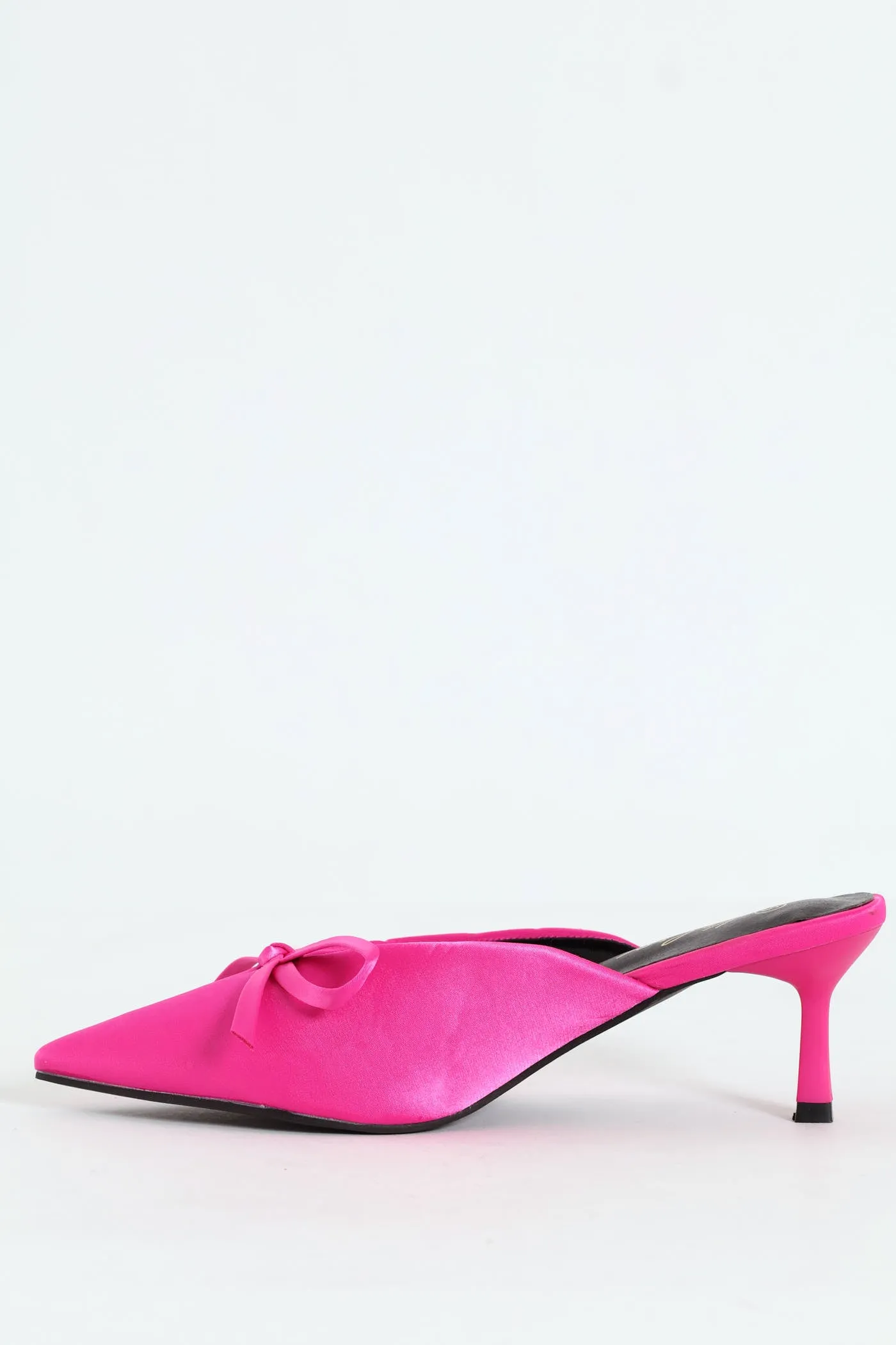 V-Cut Mule Heel With Rope Bow - Cerise