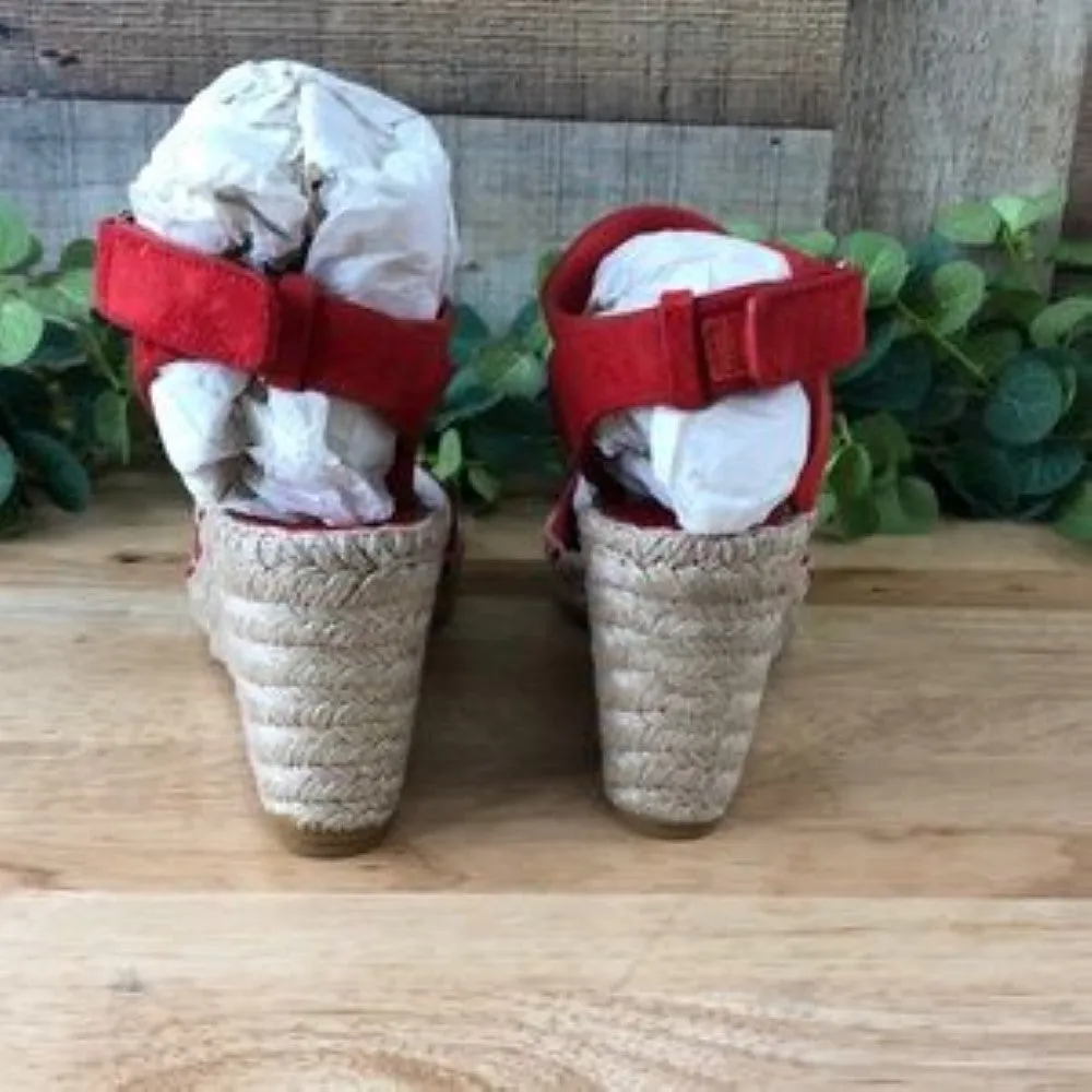 Via Spiga Nevada Espadrille Wedge Sandal Sude, Size 7 M - Red