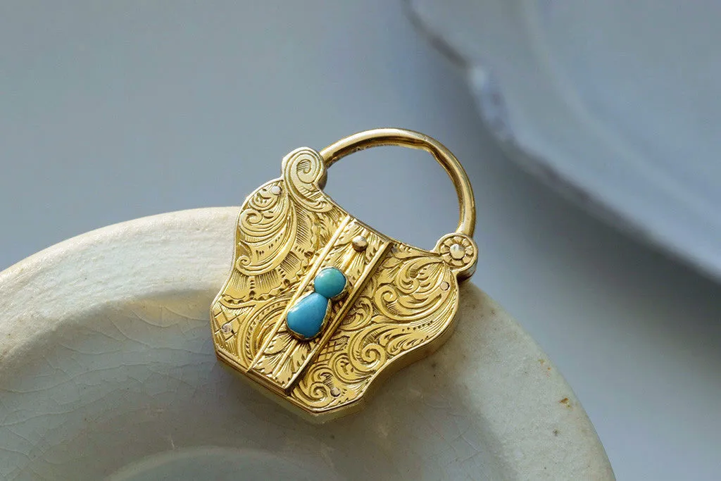 Victorian Turquoise Padlock Pendant