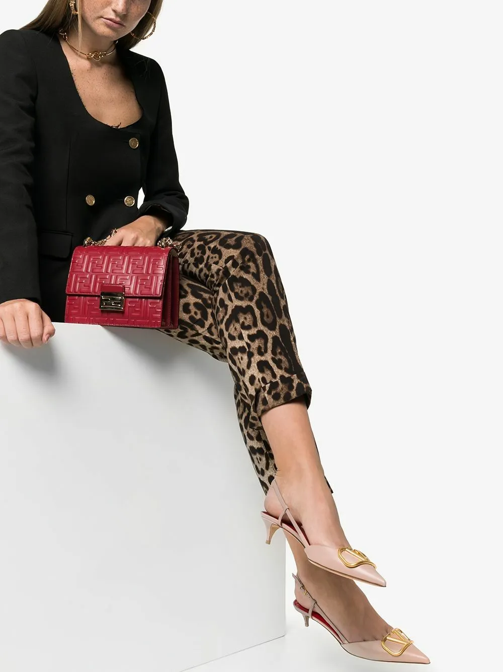 Vlogo signature leather slingback pumps