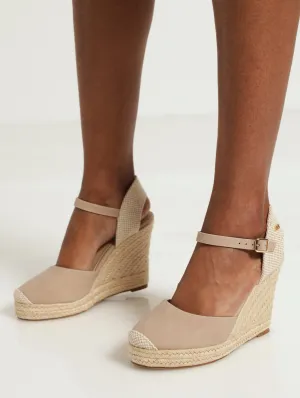 Wedge Espadrille With Ankle Strap - Taupe