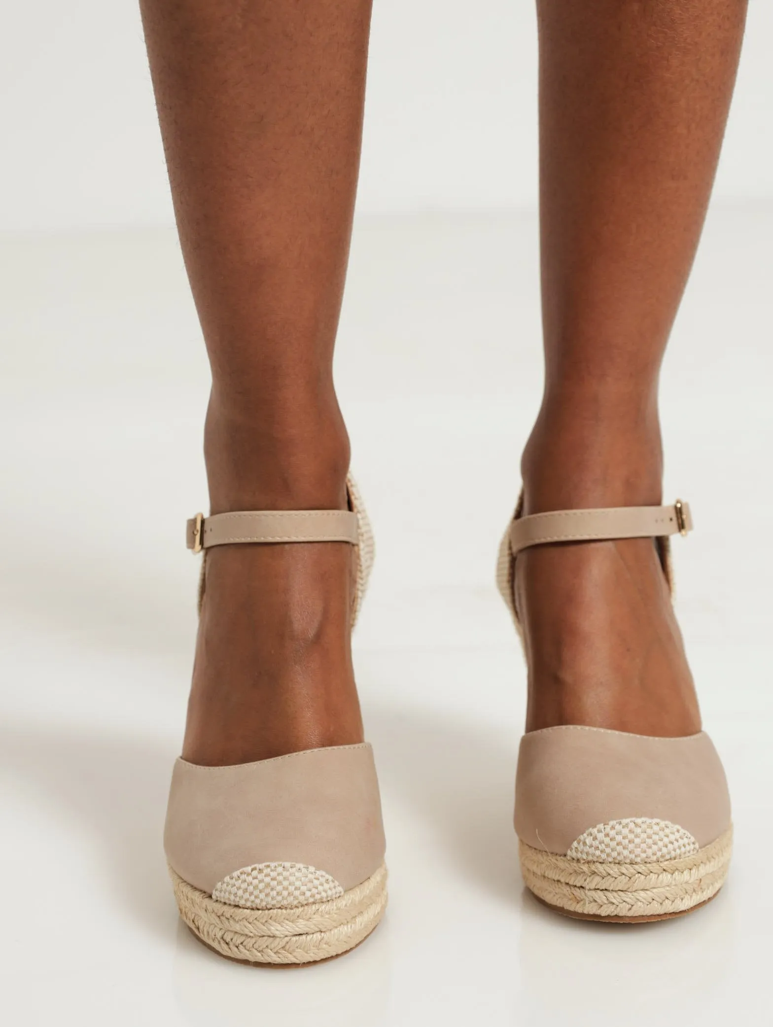 Wedge Espadrille With Ankle Strap - Taupe