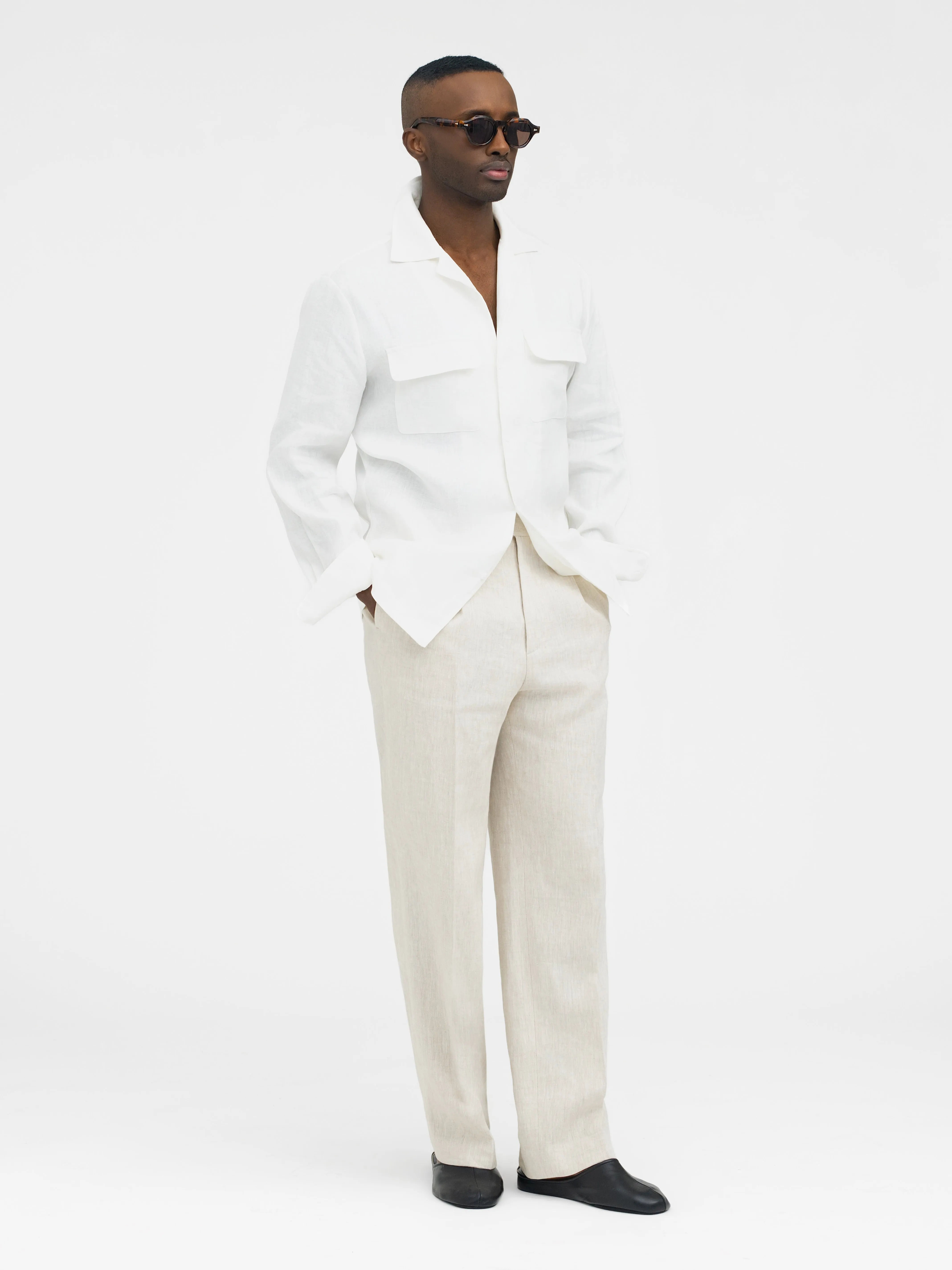 White Linen Camp Shirt