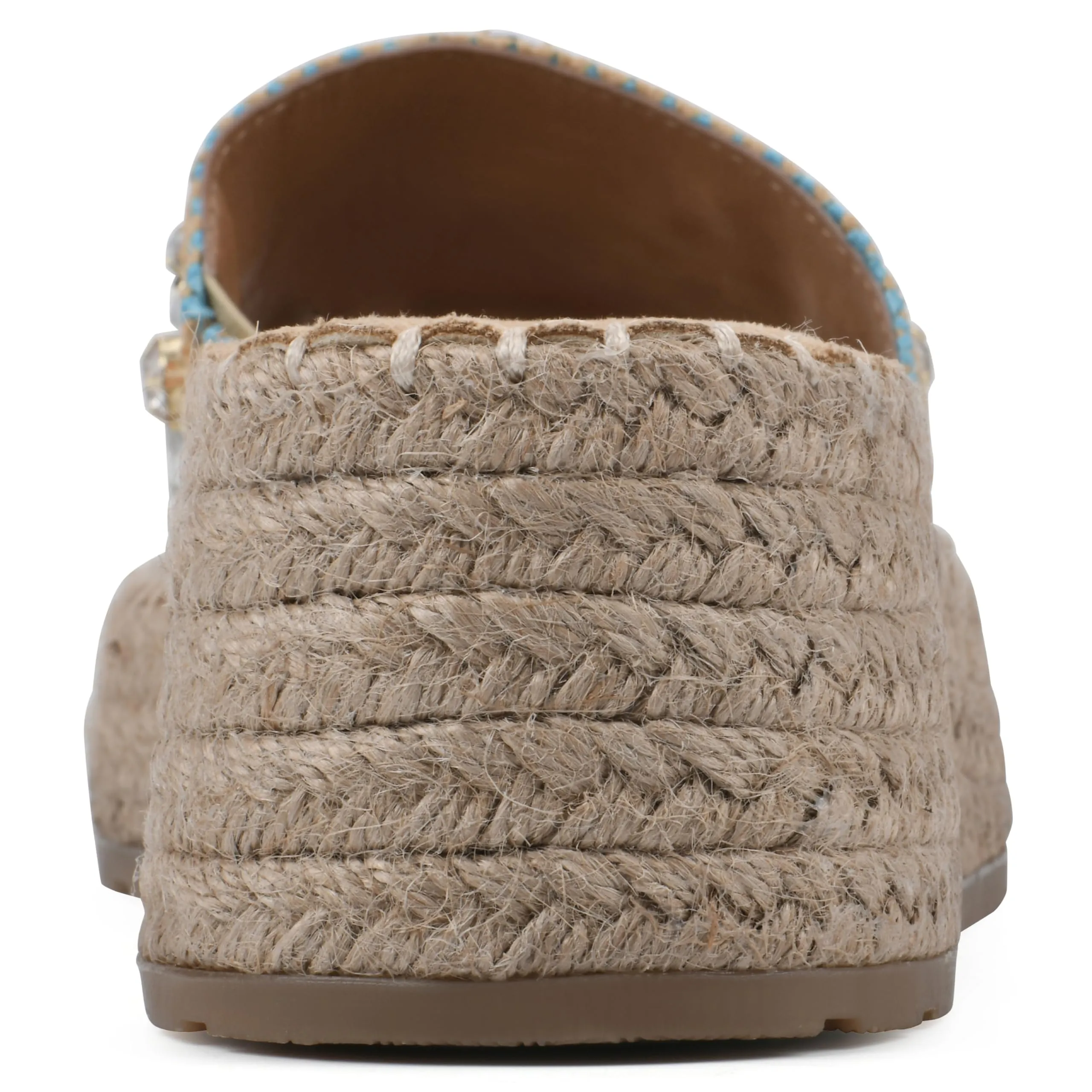 WHITE MOUNTAIN Women's Stitch Low Platform Espadrille Sandal, Natural/Multi, 7 M