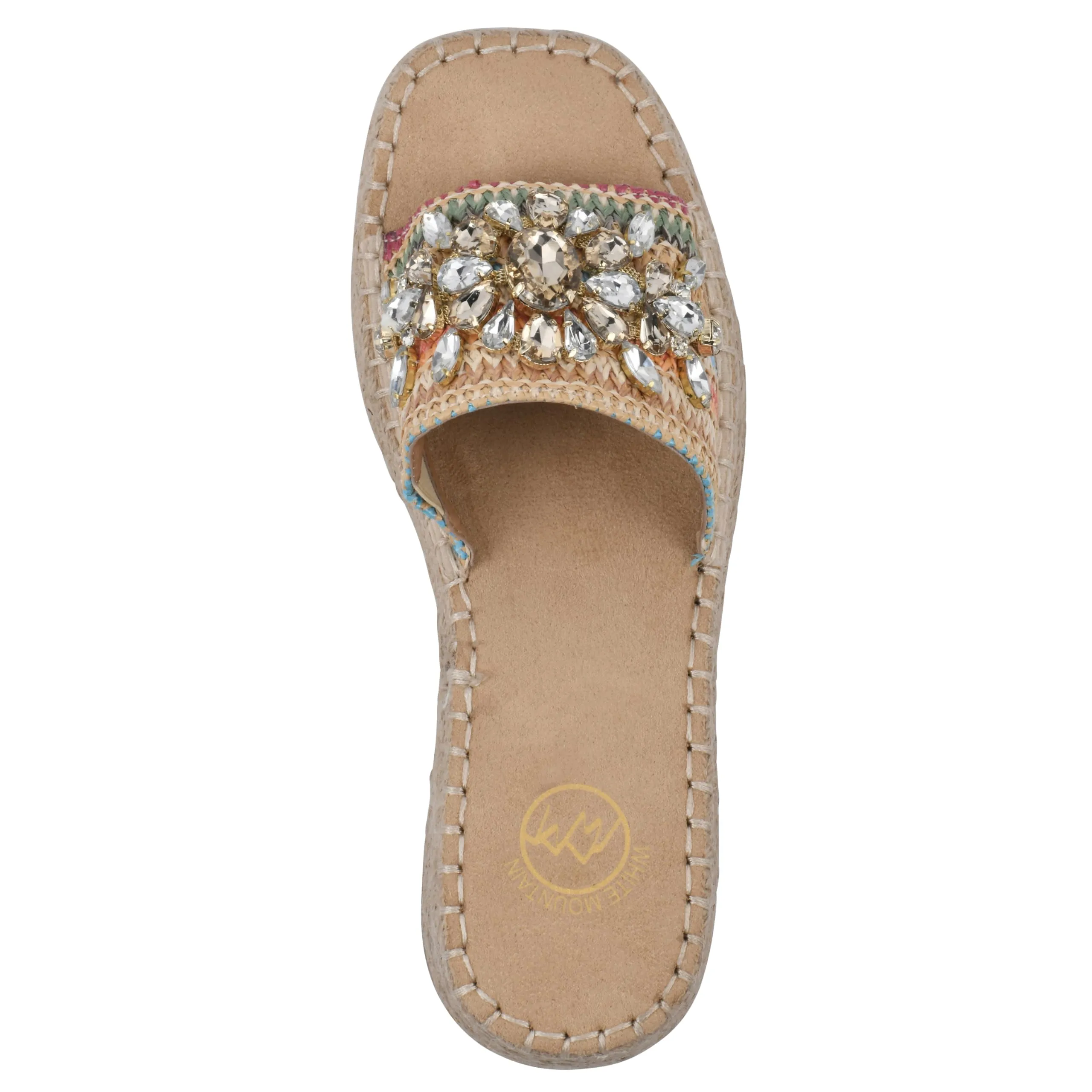 WHITE MOUNTAIN Women's Stitch Low Platform Espadrille Sandal, Natural/Multi, 9 M