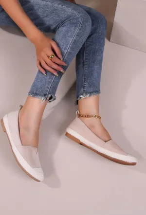 WOMEN'S BEIGE FLAT ESPADRILLE SLIP ON LOAFERS