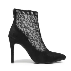 Women's Booties Pointed Toe Lace Mesh Ankle Boots