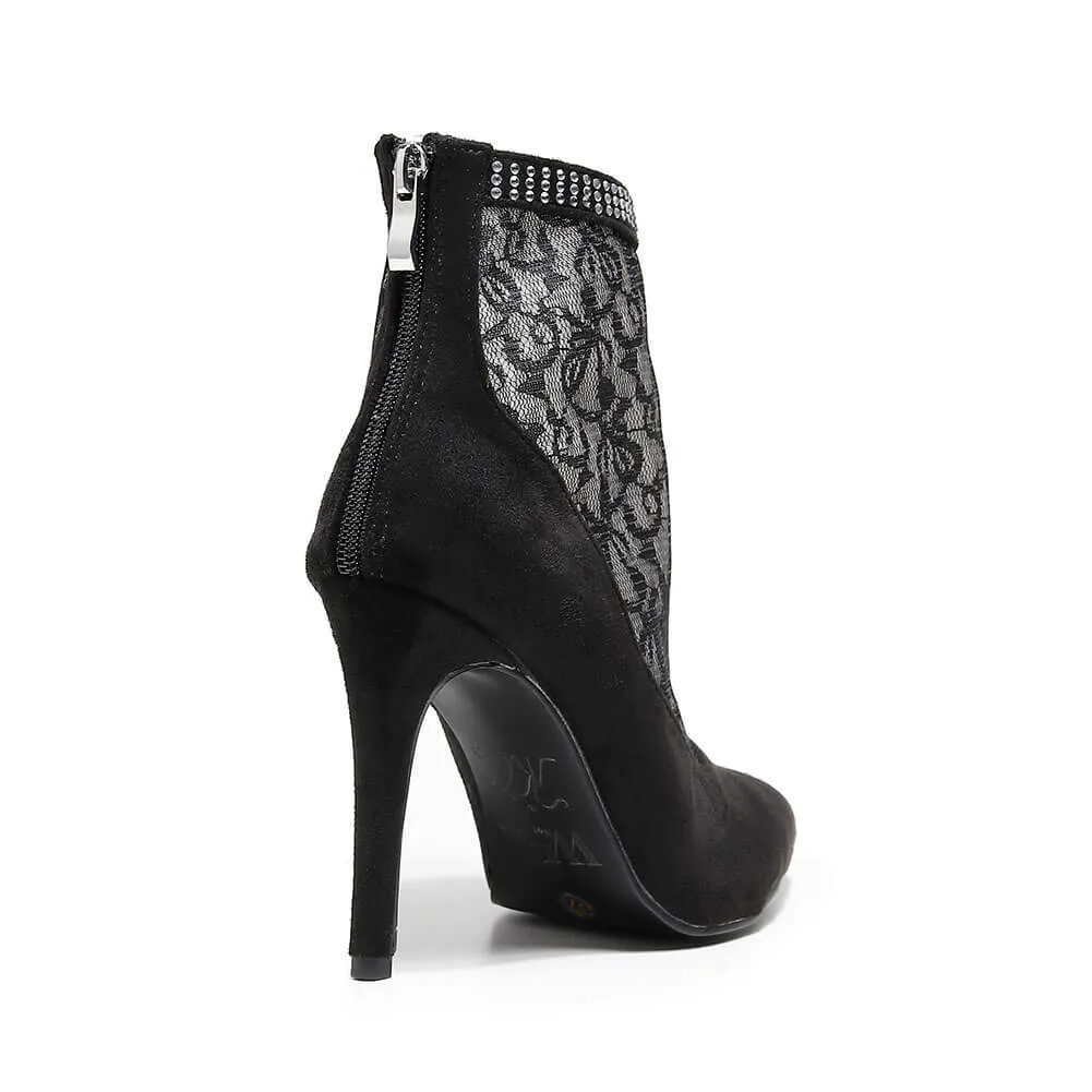 Women's Booties Pointed Toe Lace Mesh Ankle Boots