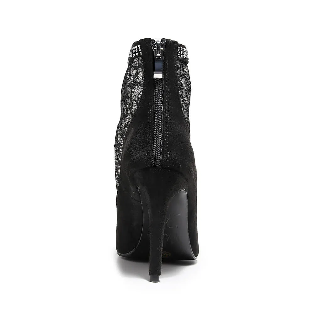 Women's Booties Pointed Toe Lace Mesh Ankle Boots