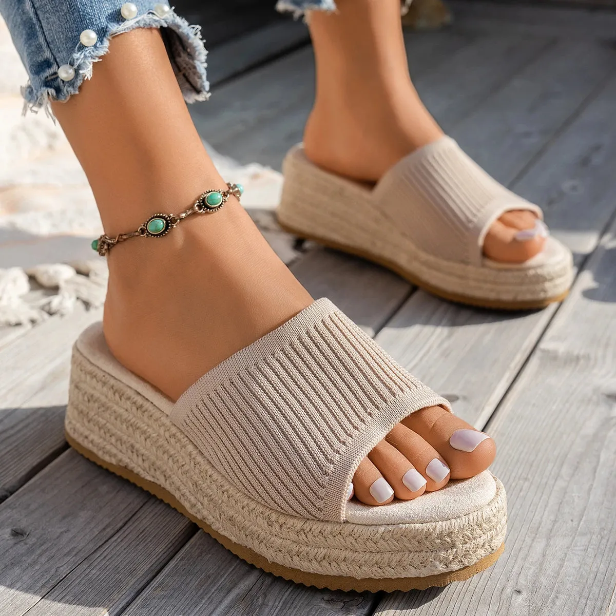 Women's Espadrille Wedge Summer Slides