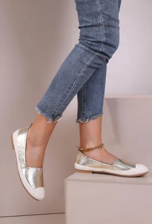 WOMEN'S GOLD FLAT ESPADRILLE SLIP ON LOAFERS