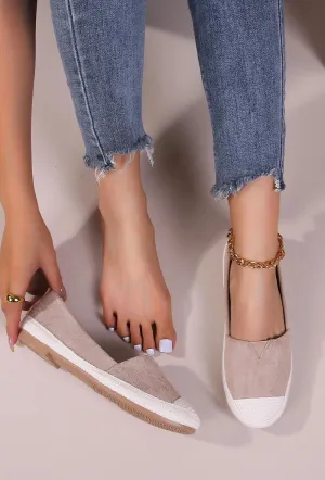 WOMEN'S KHAKI FLAT ESPADRILLE SLIP ON LOAFERS