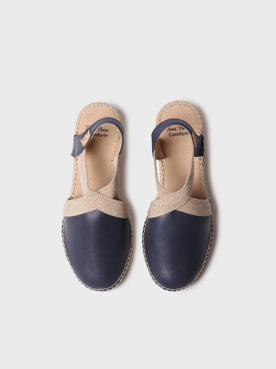 Women's leather espadrille with wedge and elastics designed for wide fit - TUNDRA